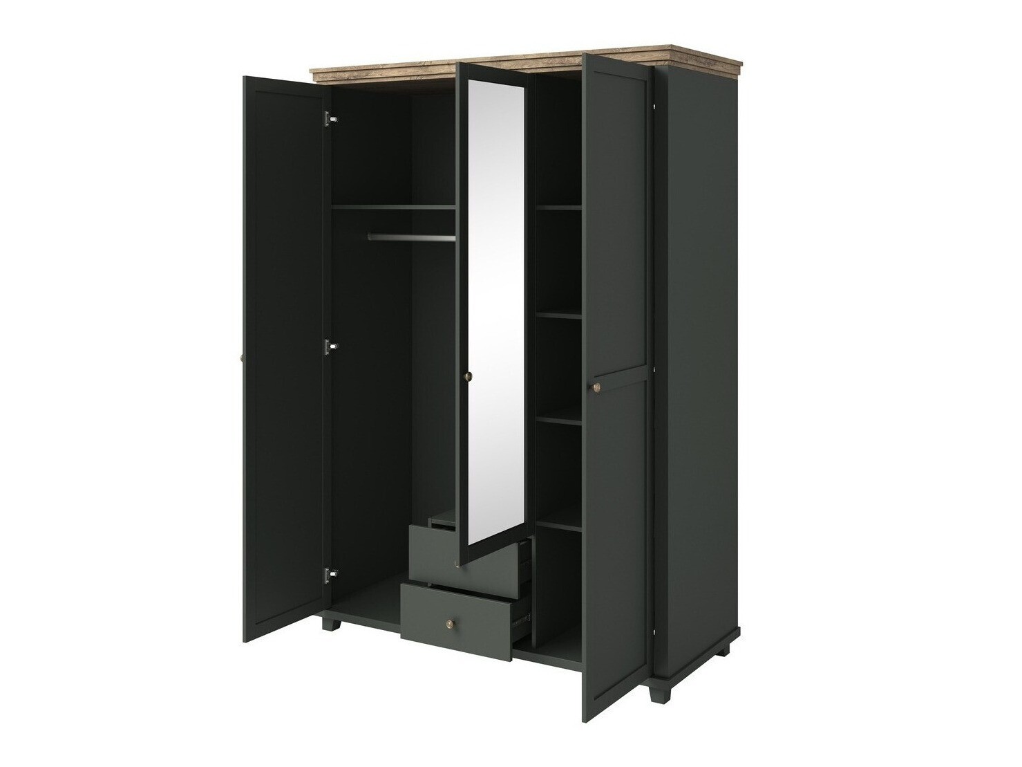 Wardrobe Tolnue 114 (Dark green + Lefkas oak)