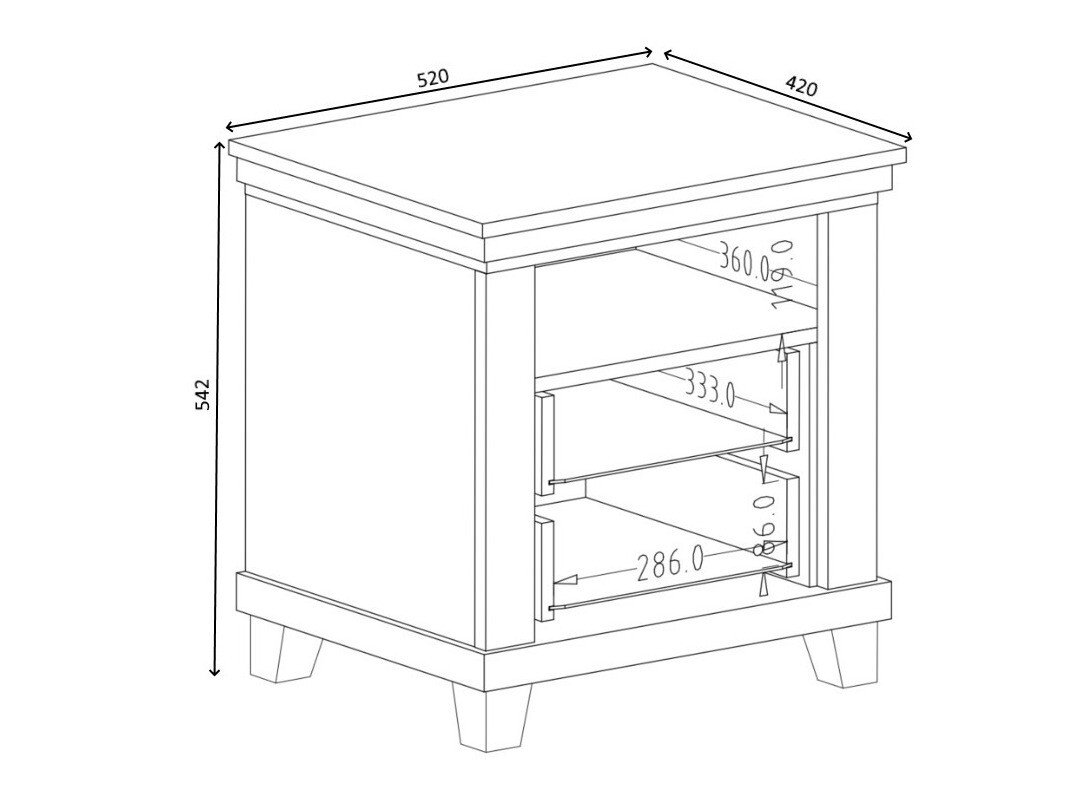 Bedside table Tolnue 117 (Dark green + Lefkas oak)