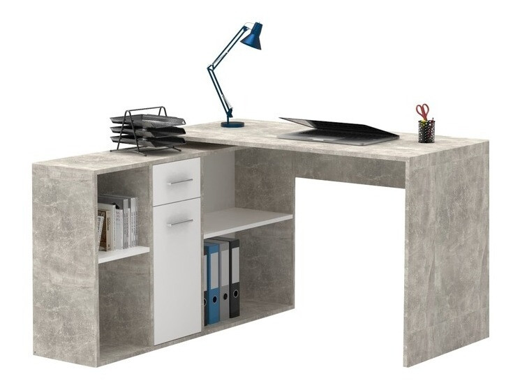 Corner desk Bristol 122 (Concrete + White)