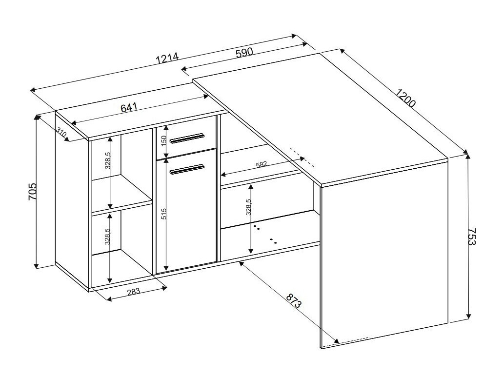 Corner desk Bristol 122 (Concrete + White)