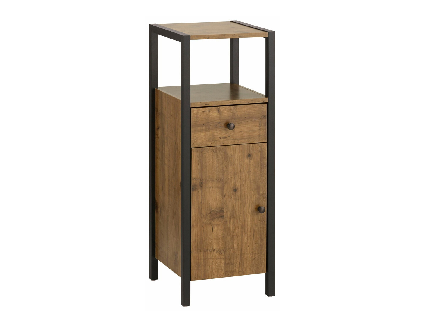 Όρθιο ντουλάπι μπάνιου Larnovo 112 (Σκούρα δρυς + Μαύρο)