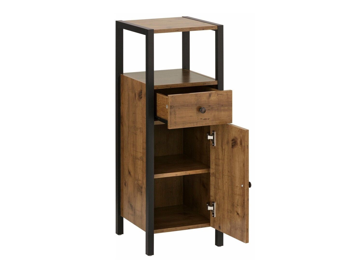 Όρθιο ντουλάπι μπάνιου Larnovo 112 (Σκούρα δρυς + Μαύρο)