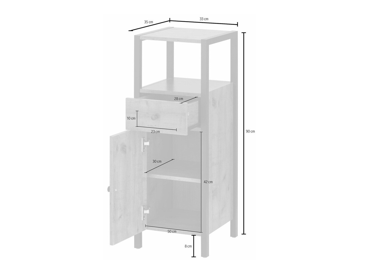 Όρθιο ντουλάπι μπάνιου Larnovo 112 (Σκούρα δρυς + Μαύρο)