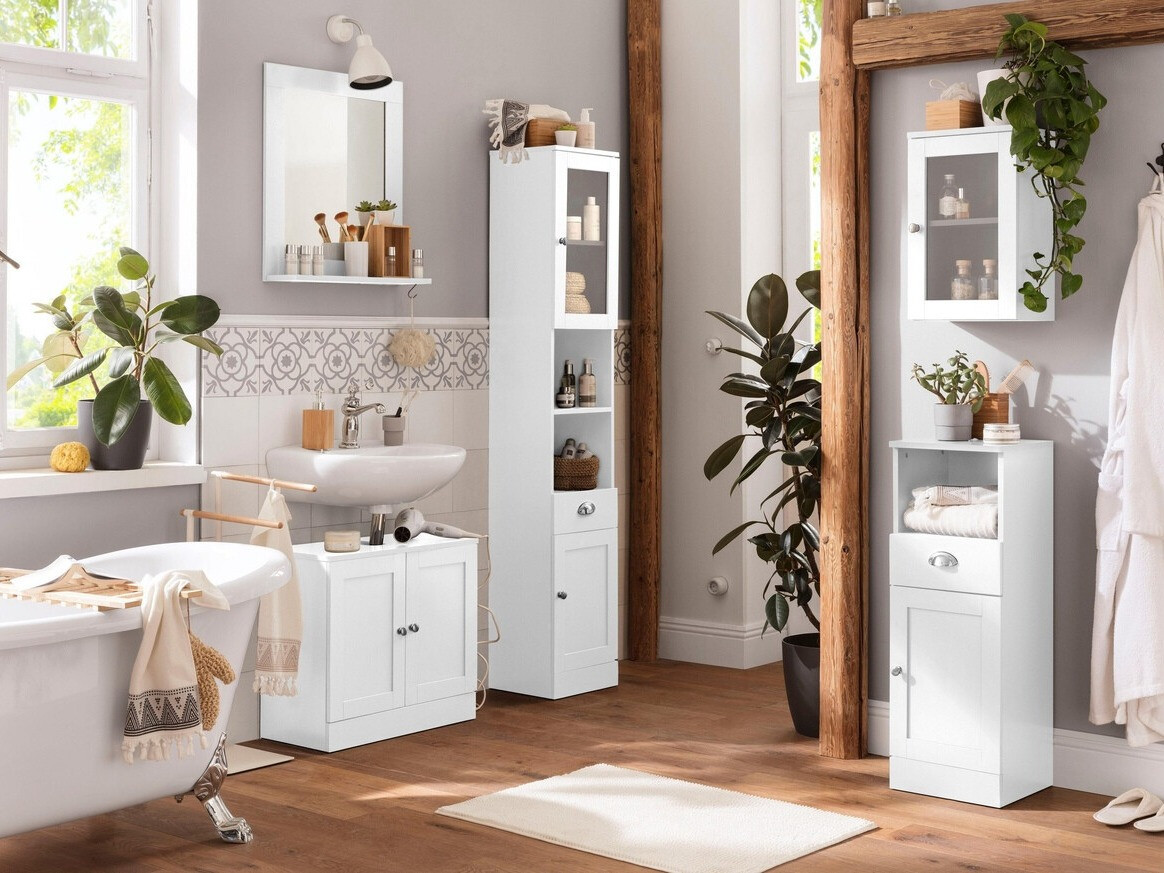 Όρθιο ντουλάπι νιπτήρα μπάνιου Elmvene 106 (Άσπρο)