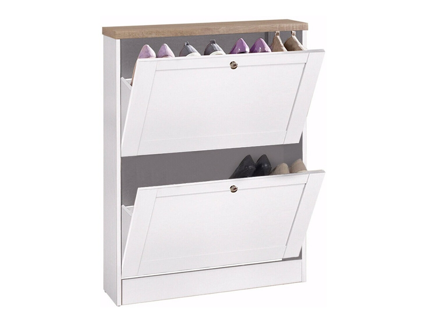 Παπουτσοθήκη Cirtene 100 (Άσπρο + Δρυς)