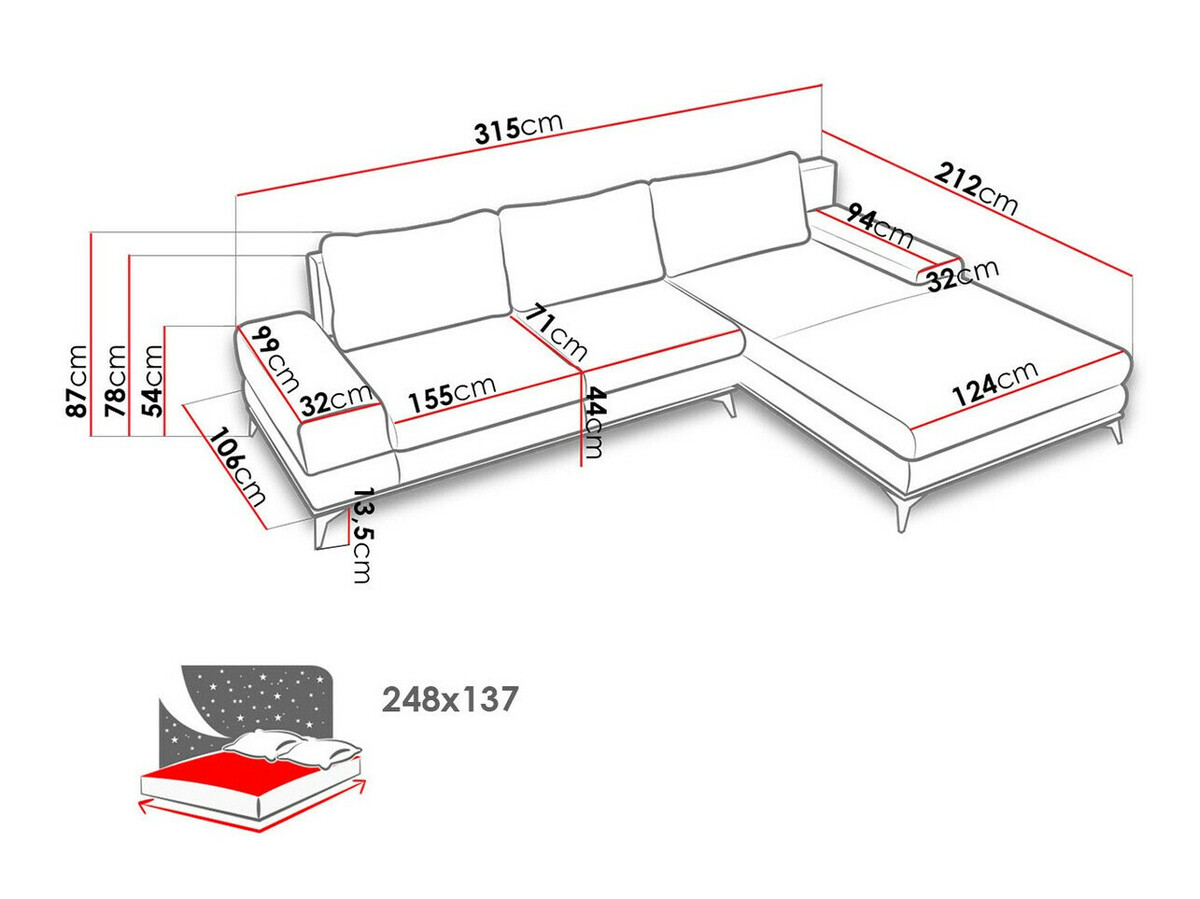 Corner sofa Lincoln 136 (Soro 76)