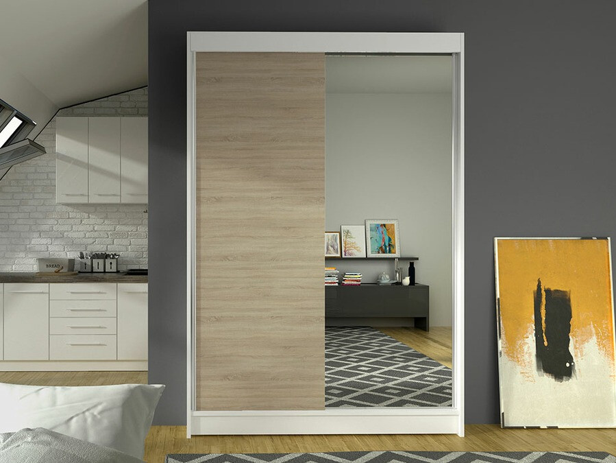 Ντουλάπα Closico Salvor I (Άσπρο + Sonoma οξιά)