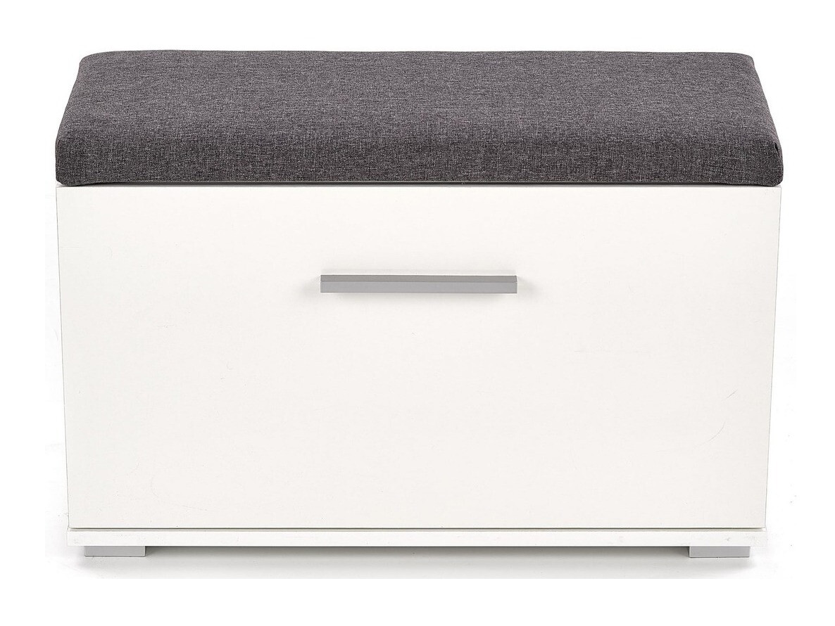 Shoe cabinet Cirveso 117 (White + Glossy white + Grey)