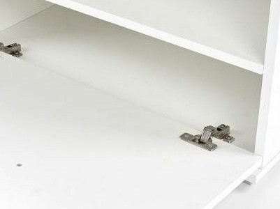 Shoe cabinet Cirveso 117 (White + Glossy white + Grey)