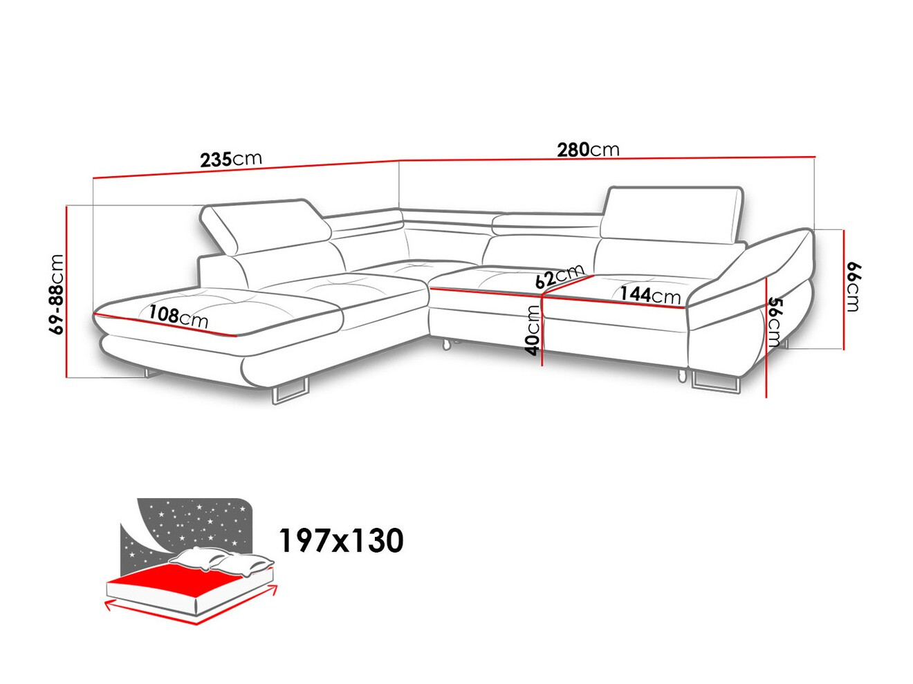 Corner sofa Lincoln 122 (Soro 40)