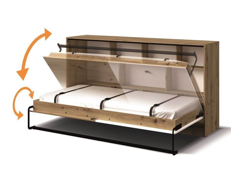 Wall bed Mirelbu 114 (Artisan oak + Glossy white)