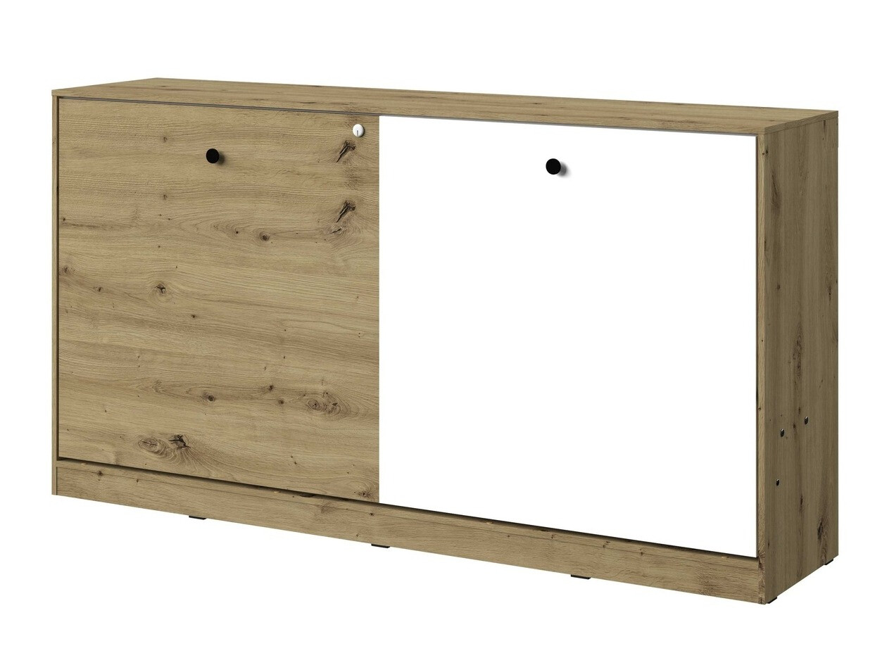 Wall bed Mirelbu 114 (Artisan oak + White + Black)
