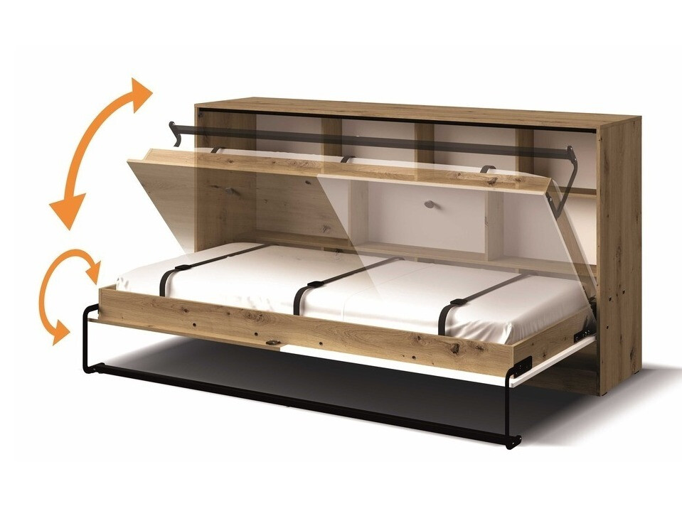 Wall bed Mirelbu 114 (Artisan oak + White + Black)