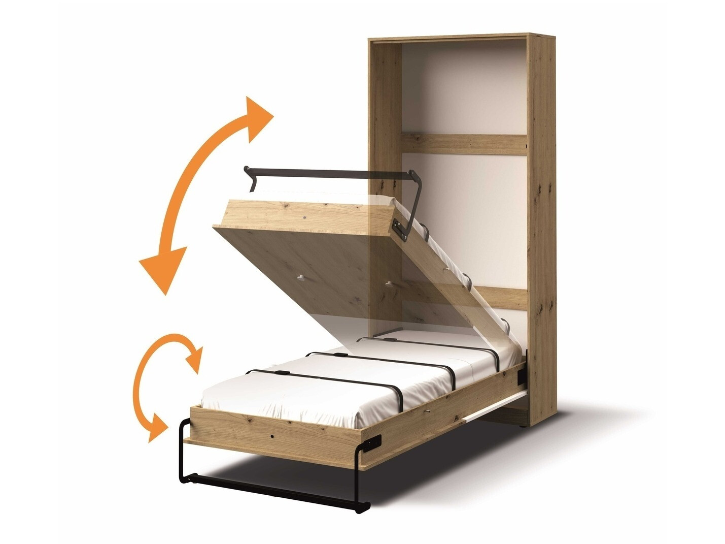 Wall bed Mirelbu 113 (Artisan oak + White + Black)