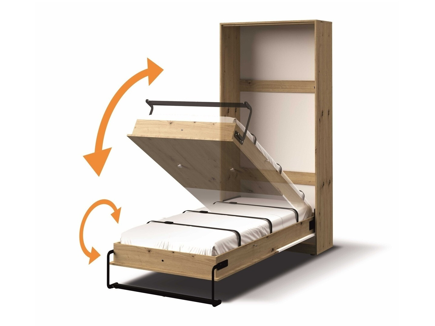 Wall bed Mirelbu 113 (Artisan oak + White + Grey)