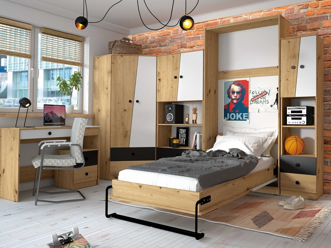 Wall bed Mirelbu 113 (Artisan oak + White)