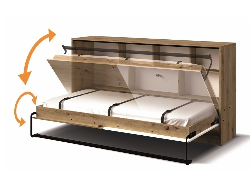 Wall bed Mirelbu 114 (Artisan oak + White + Grey)