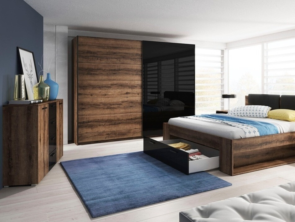 Chest of drawers Levruvu 108 (Monastery oak + Black)