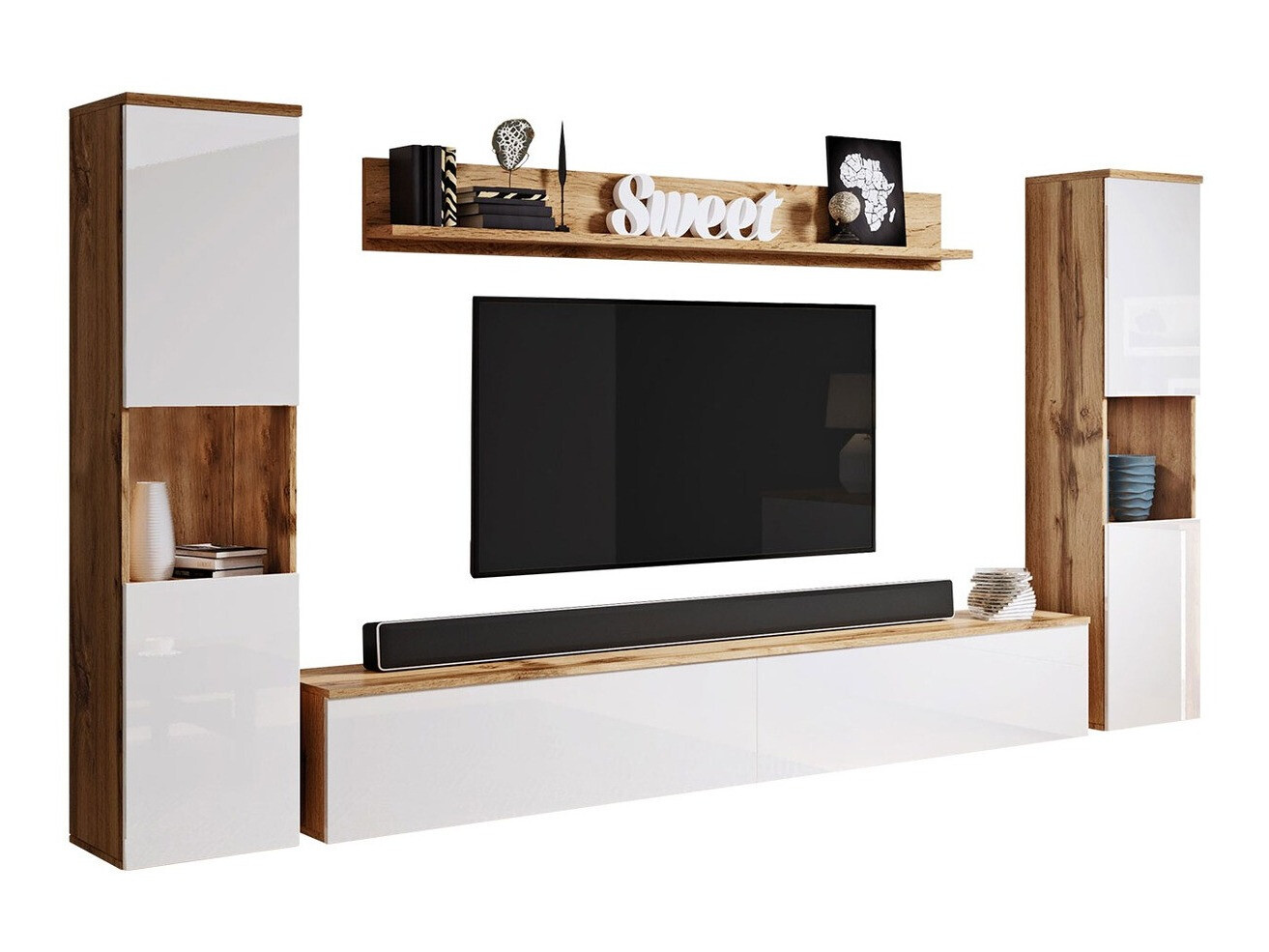Living room set Sarasota 131 (Wotan Oak + Glossy white)