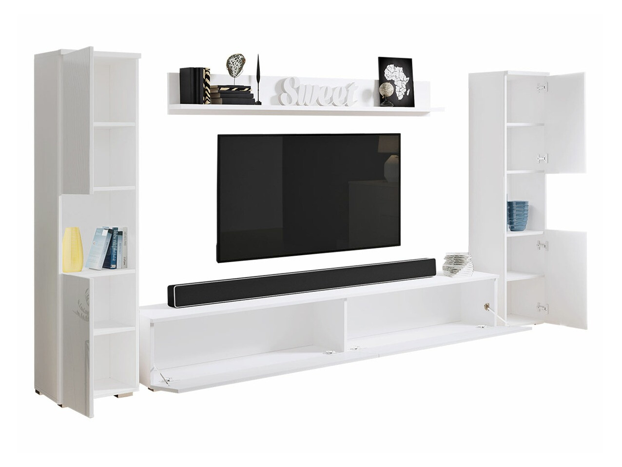 Σετ επίπλων σαλονιού Sarasota 131 (Δρυς wotan + Γυαλιστερό λευκό)