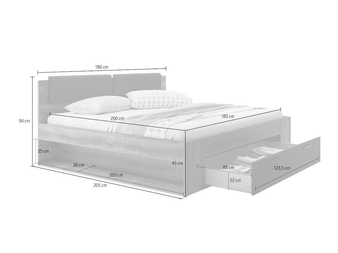 Κρεβάτι Levruvu 106 (Ξεθωριασμένo γκρι + Μπεζ)