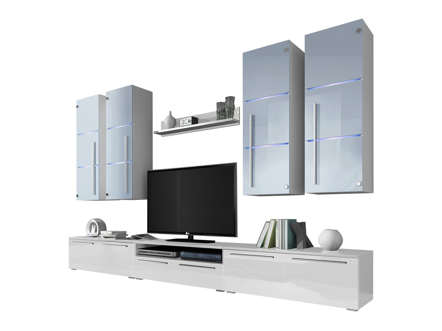 Σετ επίπλων σαλονιού Flos (Άσπρο + Γυαλιστερό λευκό)