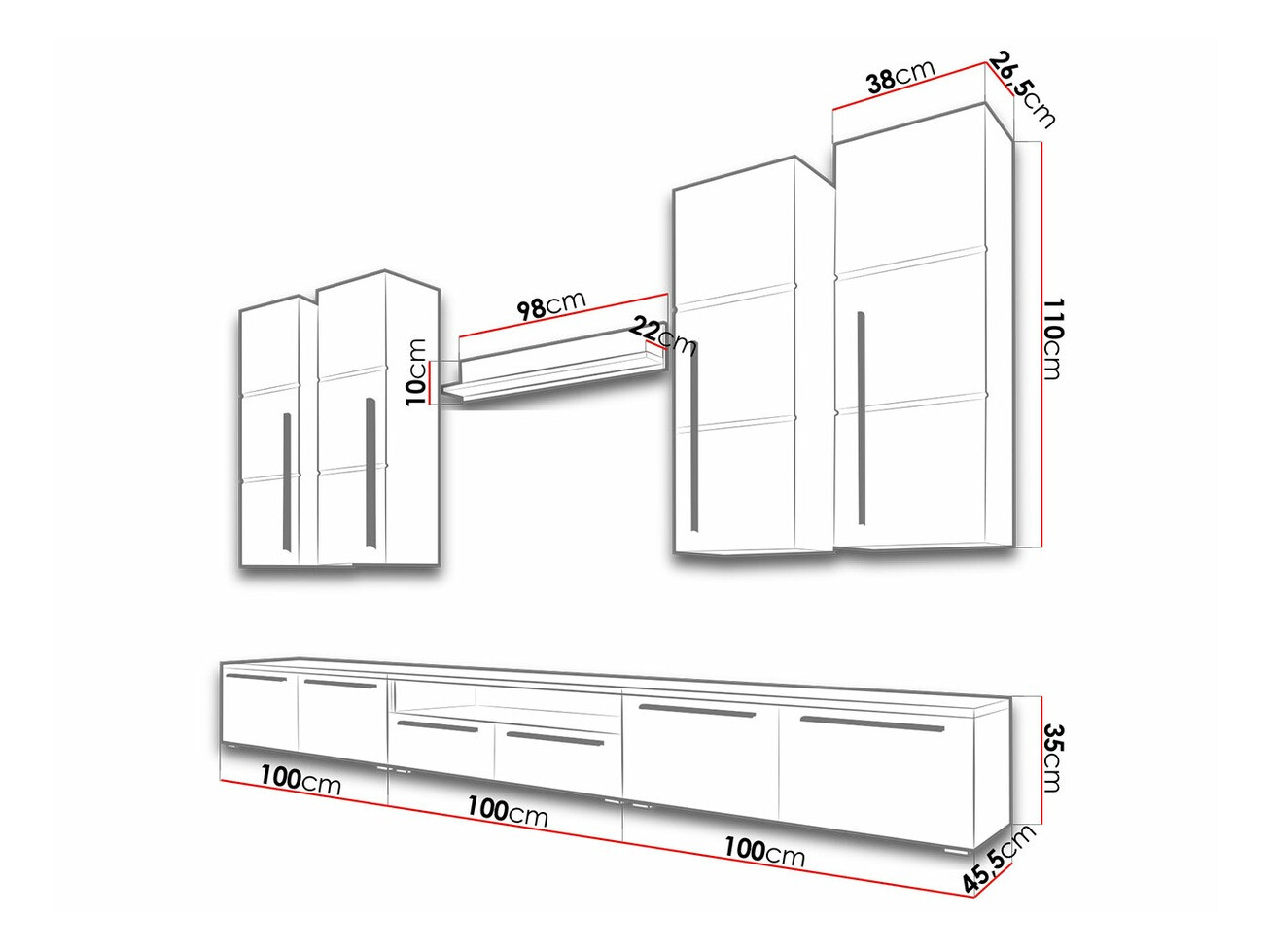 Σετ επίπλων σαλονιού Flos (Άσπρο + Γυαλιστερό λευκό)