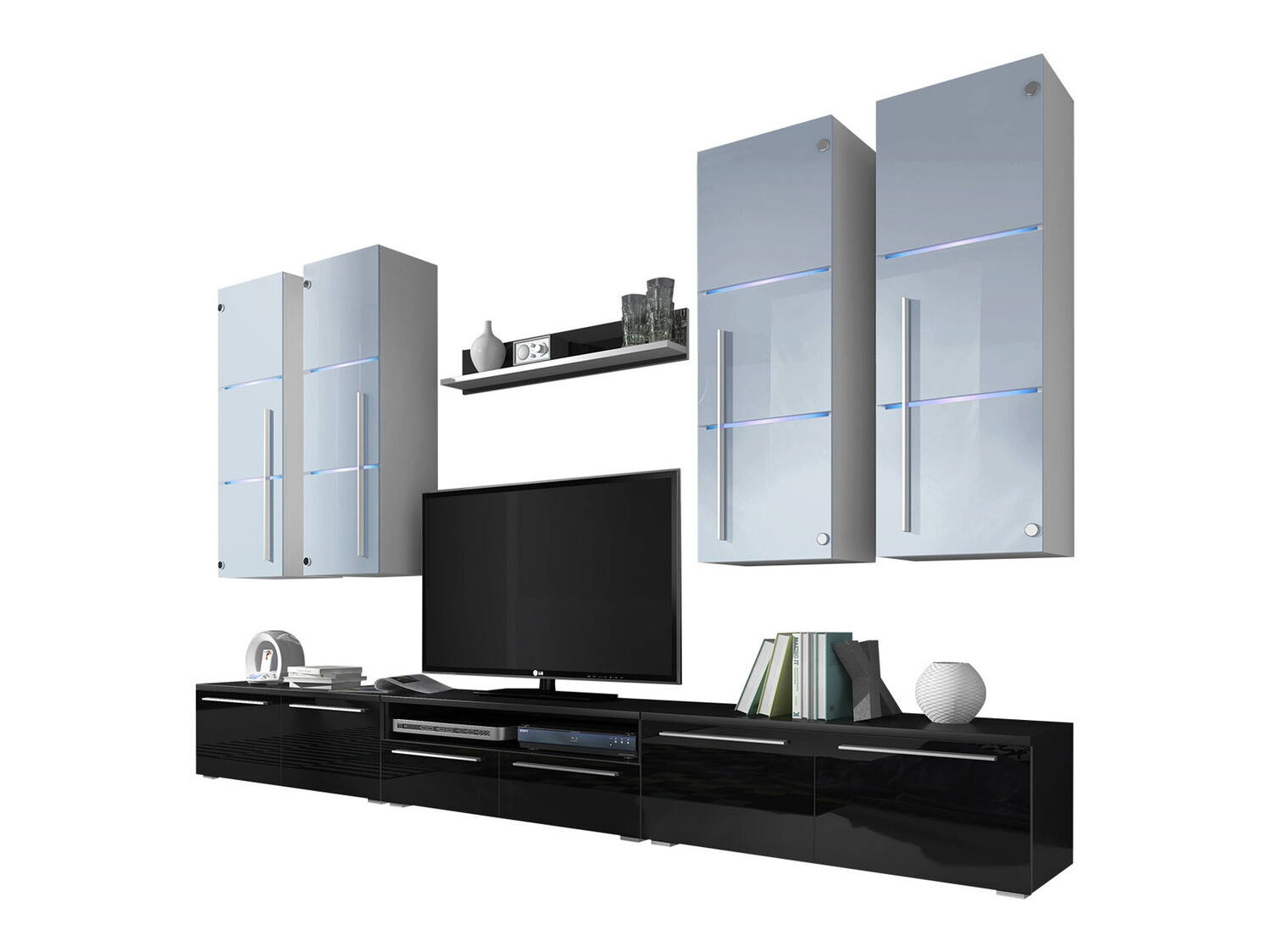 Σετ επίπλων σαλονιού Flos (Μαύρο + Γυαλιστερό μαύρο)