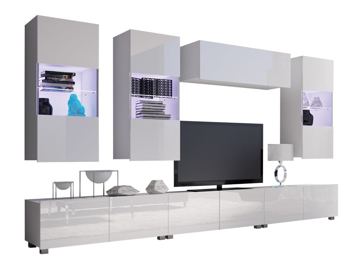 Σετ επίπλων σαλονιού Remus XI (Άσπρο + Γυαλιστερό λευκό)