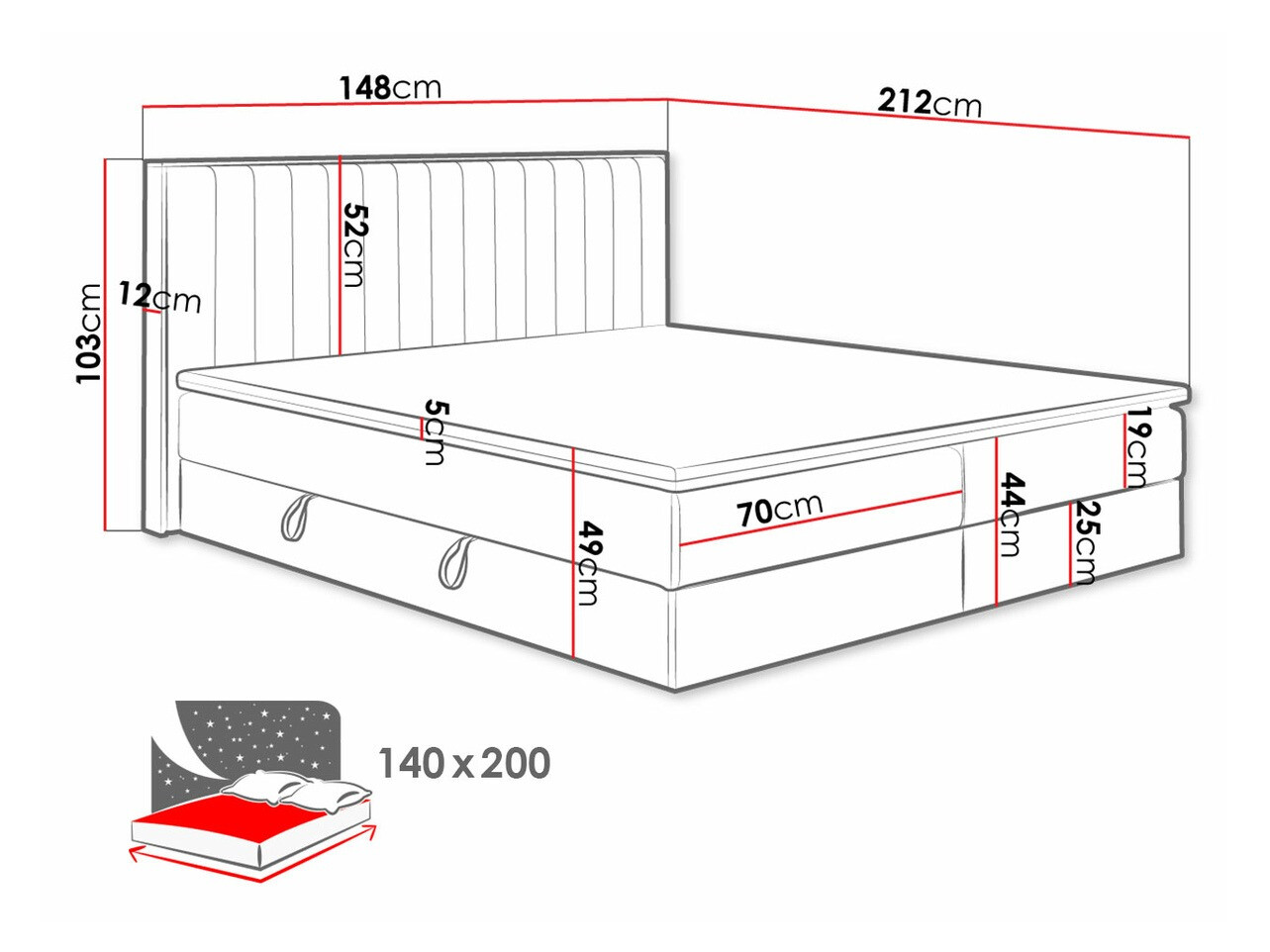 Continental bed ComfiDream Odelra (Golden oak + Soro 21)