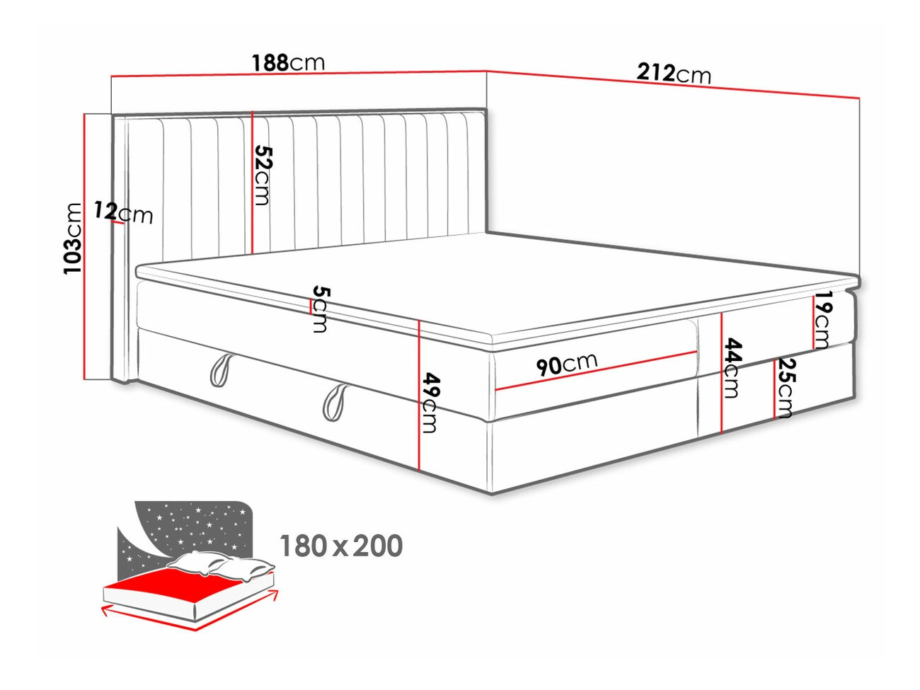 Continental bed ComfiDream Odelra (Golden oak + Soro 21)