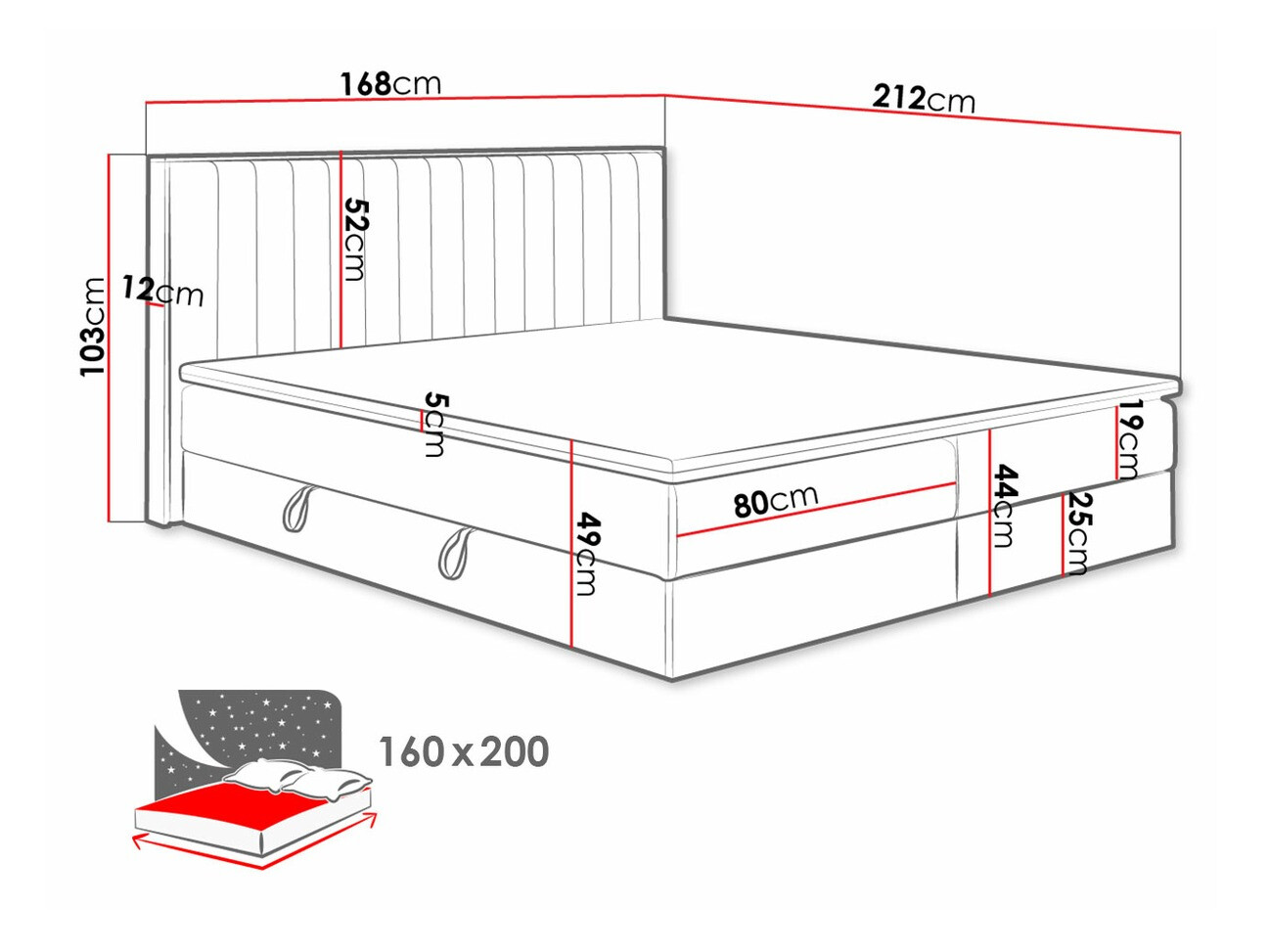 Continental bed ComfiDream Odelra (Golden oak + Soro 24)