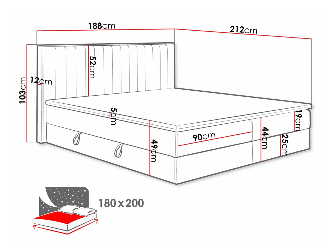 Continental bed ComfiDream Odelra (Golden oak + Soro 24)