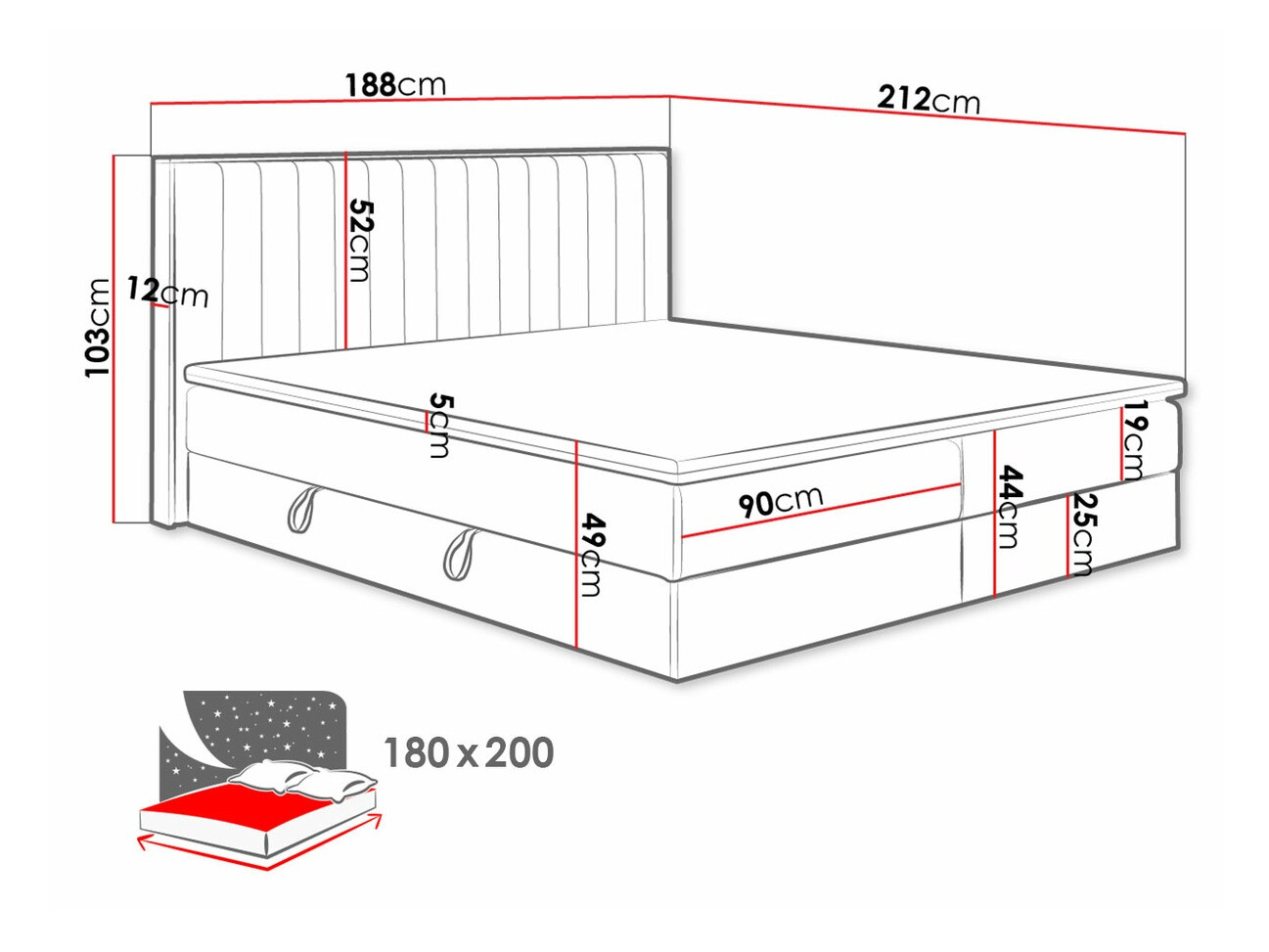 Continental bed ComfiDream Odelra (Golden oak + Soro 90)