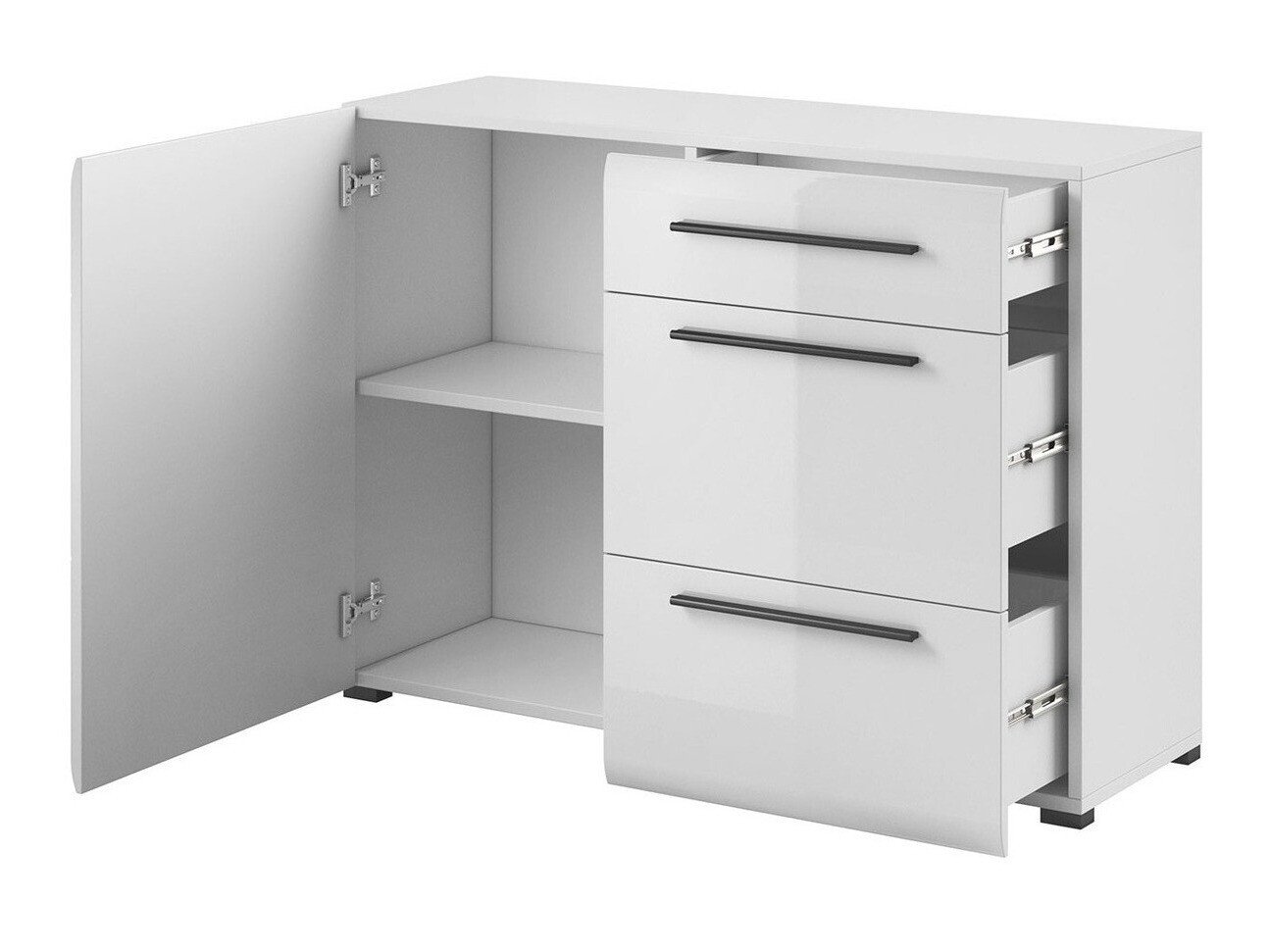 Συρταριέρα Ophsalu 107 (Άσπρο + Γυαλιστερό λευκό)