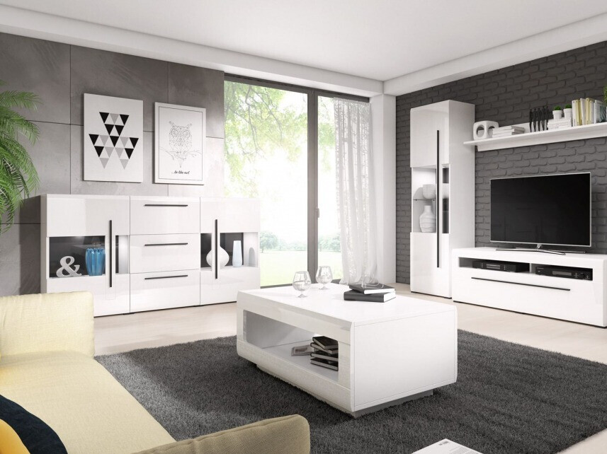 Συρταριέρα Ophsalu 107 (Άσπρο + Γυαλιστερό λευκό)