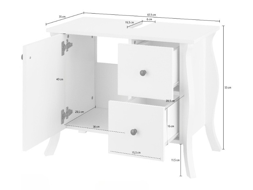 Όρθιο ντουλάπι νιπτήρα μπάνιου Ophtole 101 (Γκρι δρυς)