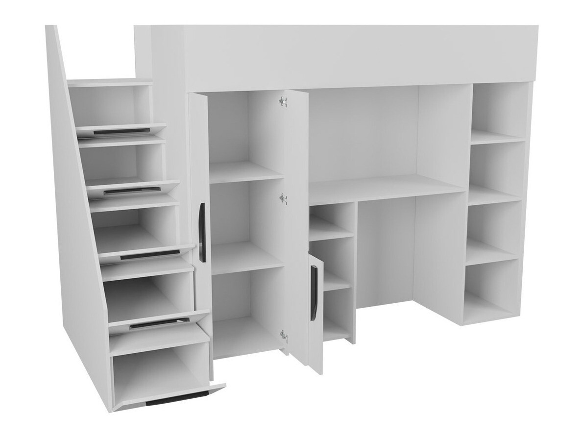 Loft bed Hartford 192 (White + Glossy pink + Glossy white)