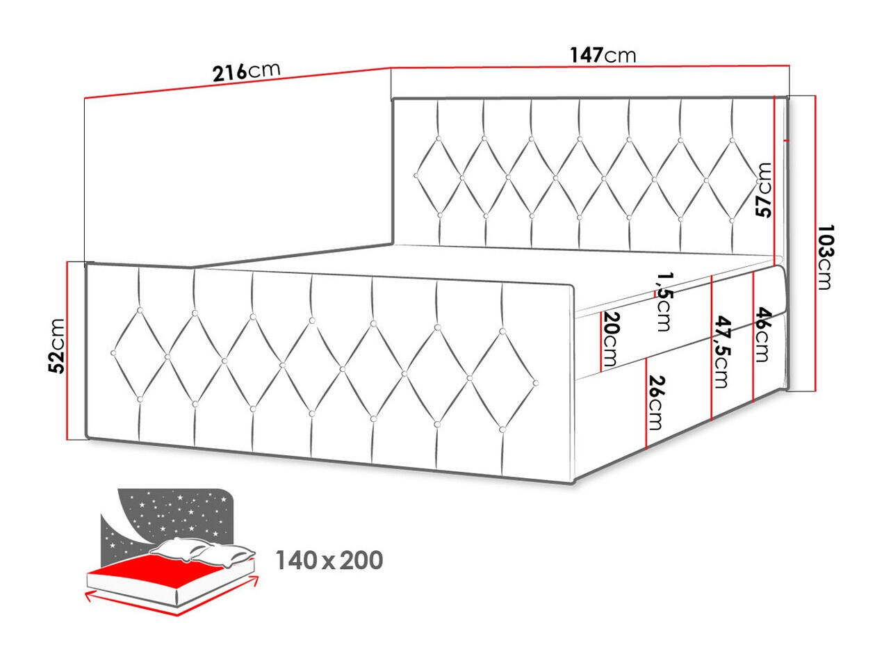 Κρεβάτι continental Hortulus II (Mikrofaza 05)