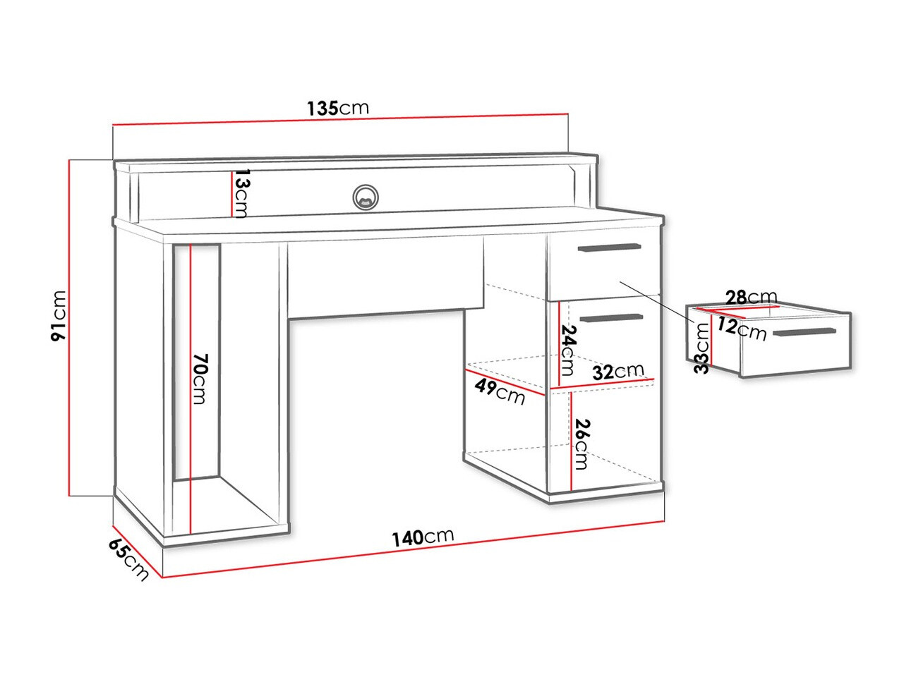 Γραφείο gaming Serus (Μαύρο ματ)