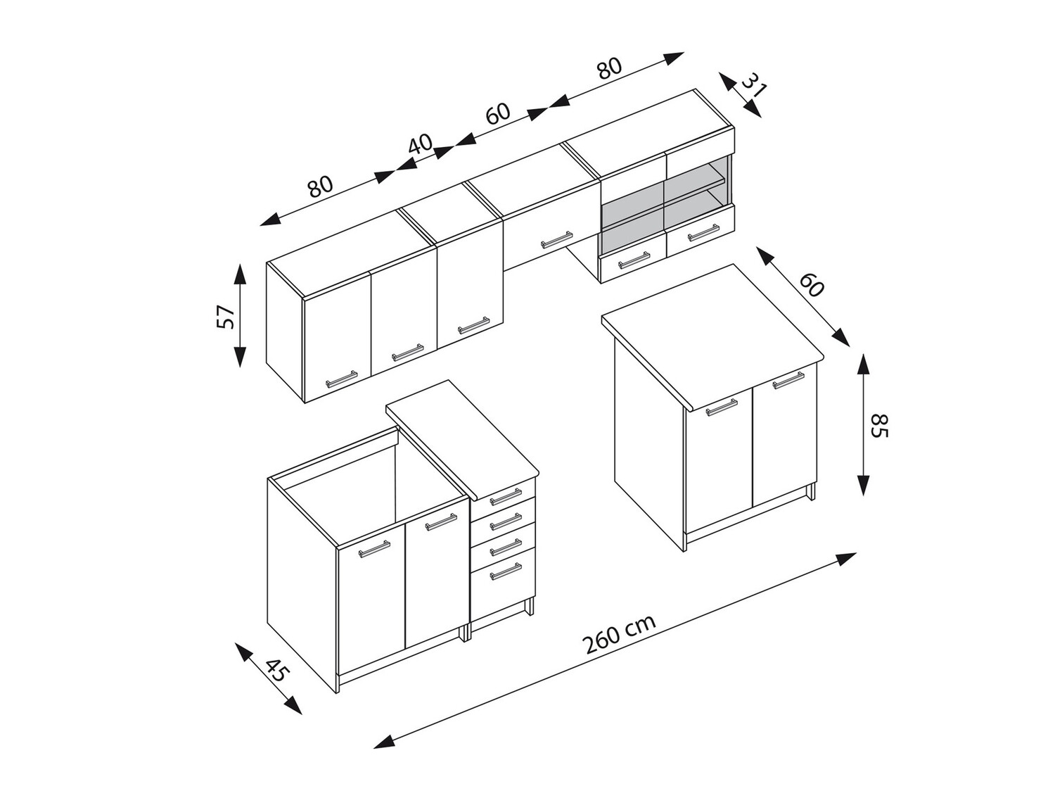 Σετ κουζίνας Houston 1138 (Σκούρα δρυς)