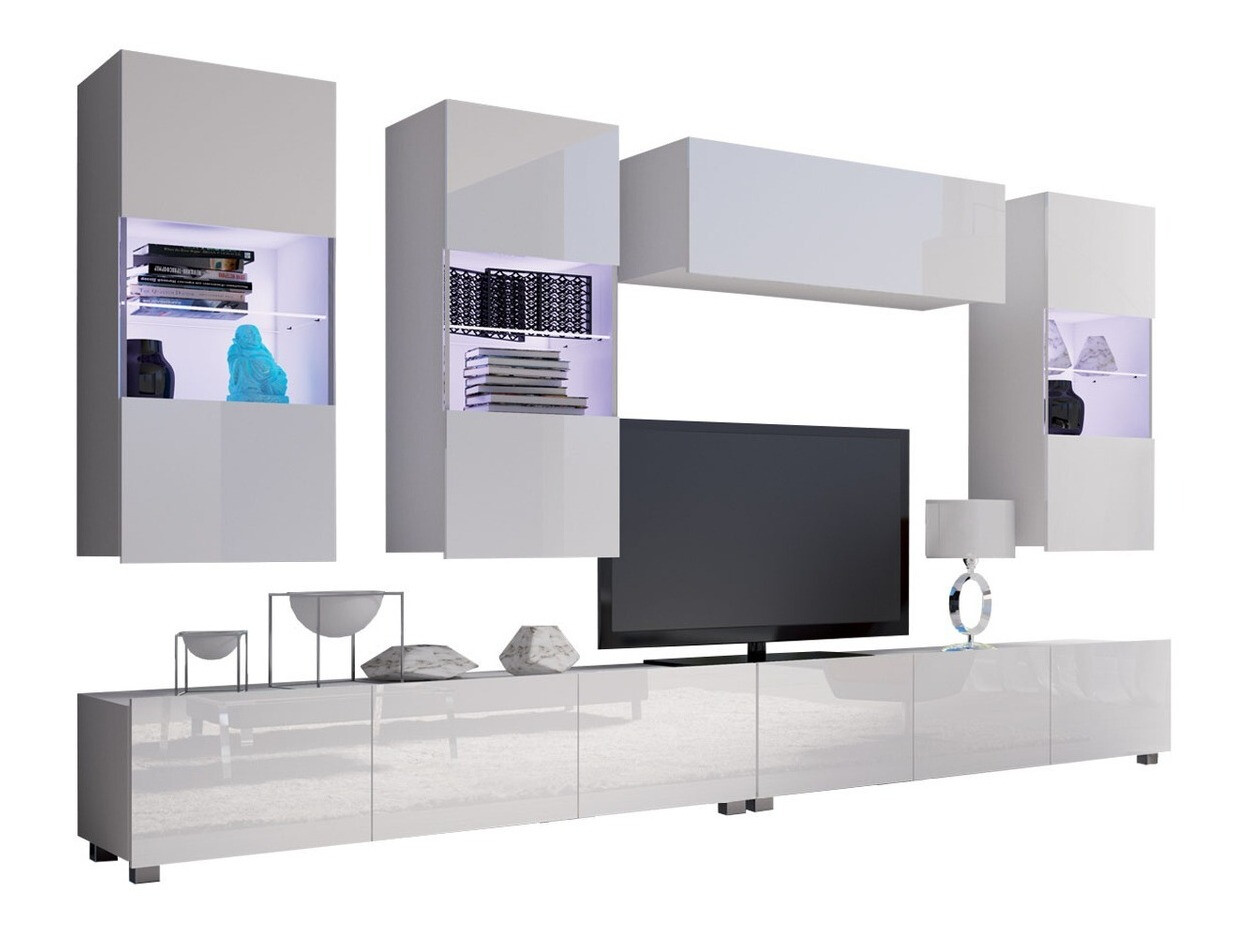 Σετ επίπλων σαλονιού Remus V (Άσπρο + Γυαλιστερό λευκό)