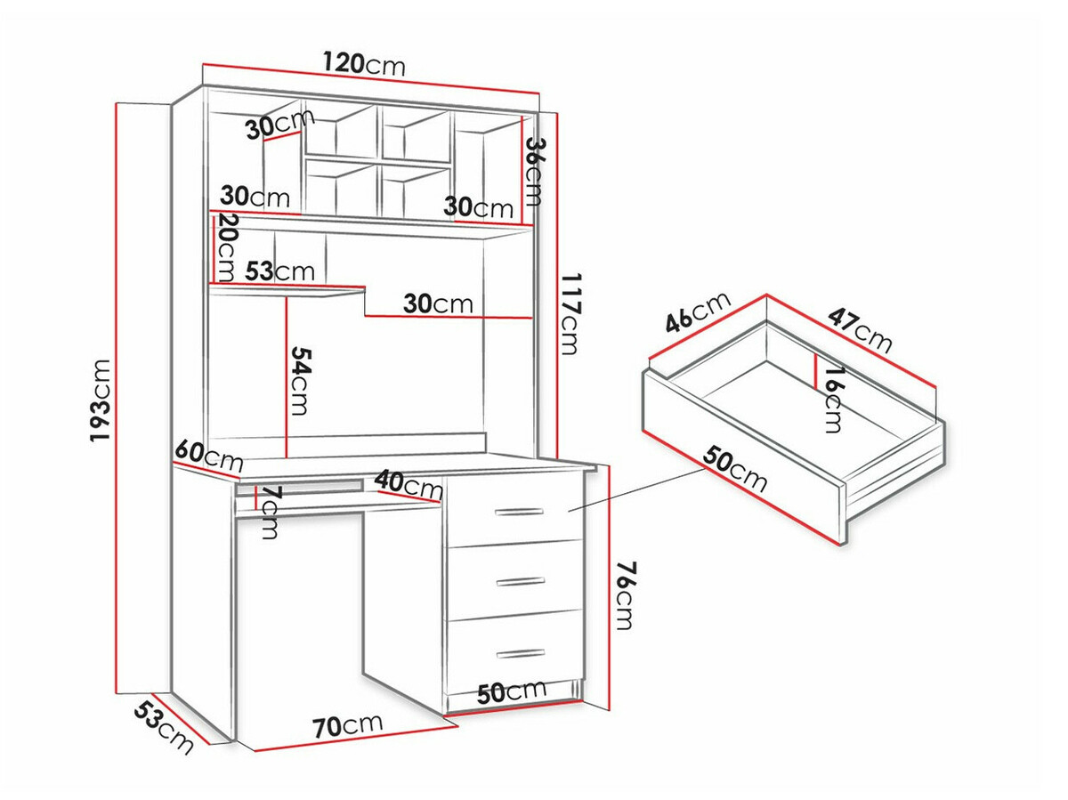 Γραφείο Salmere 109 (Άσπρο + Γυαλιστερό λευκό + Γυαλιστερό Γκρι)
