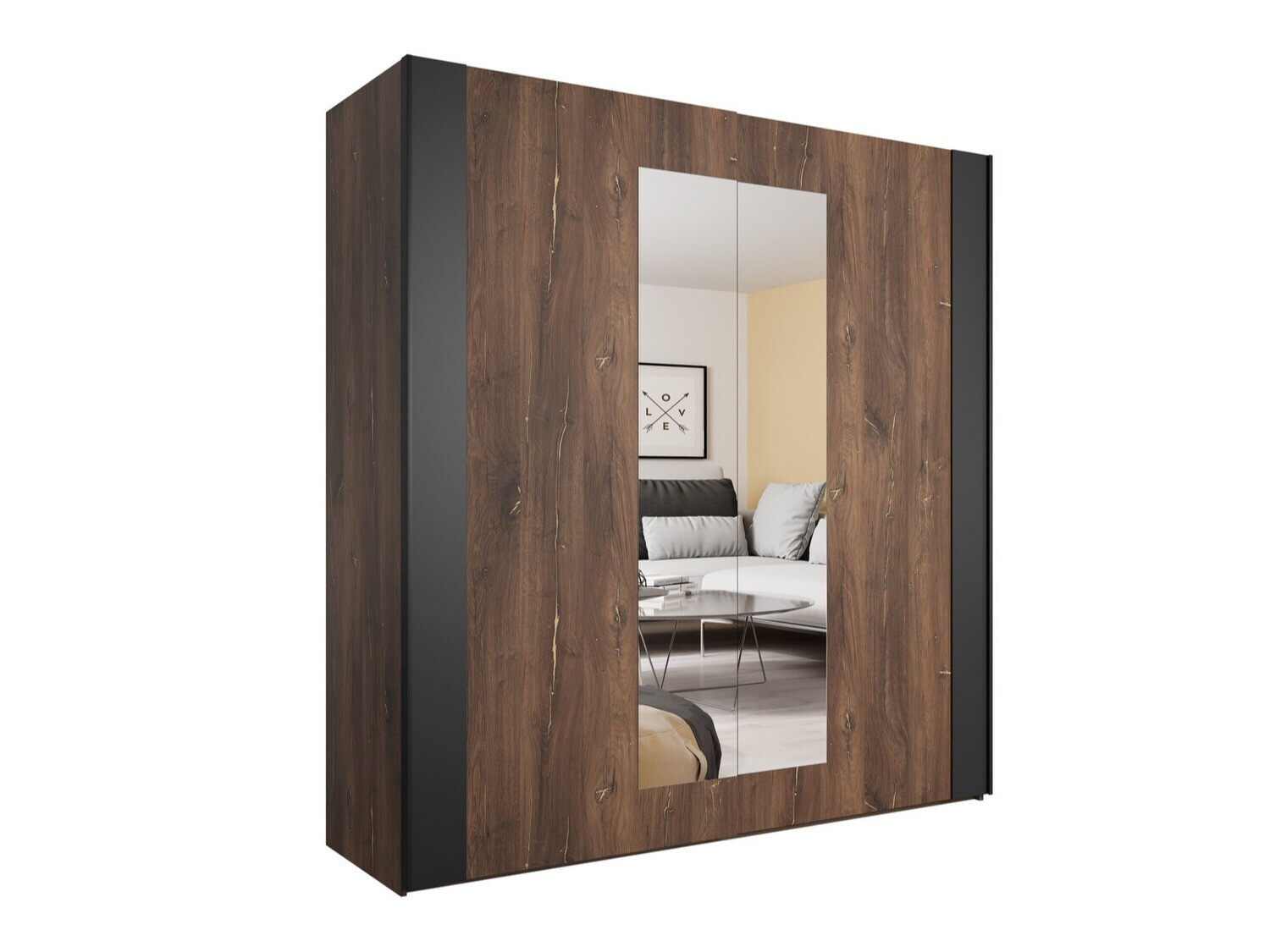 Wardrobe Felelie 100 (Dark Flagstaf oak + Copper)