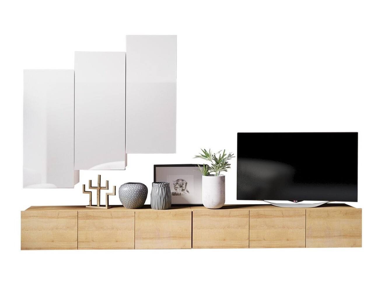 Σετ επίπλων σαλονιού Remus XX (Χρυσή βελανιδιά + Άσπρο)