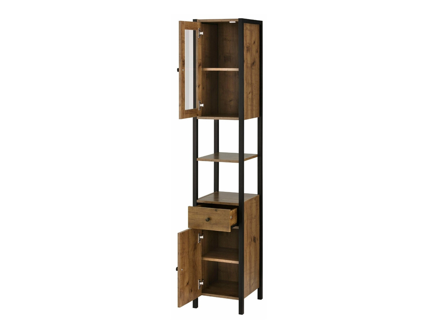 Standing bathroom cabinet Larnovo 110 (Dark oak + Black)