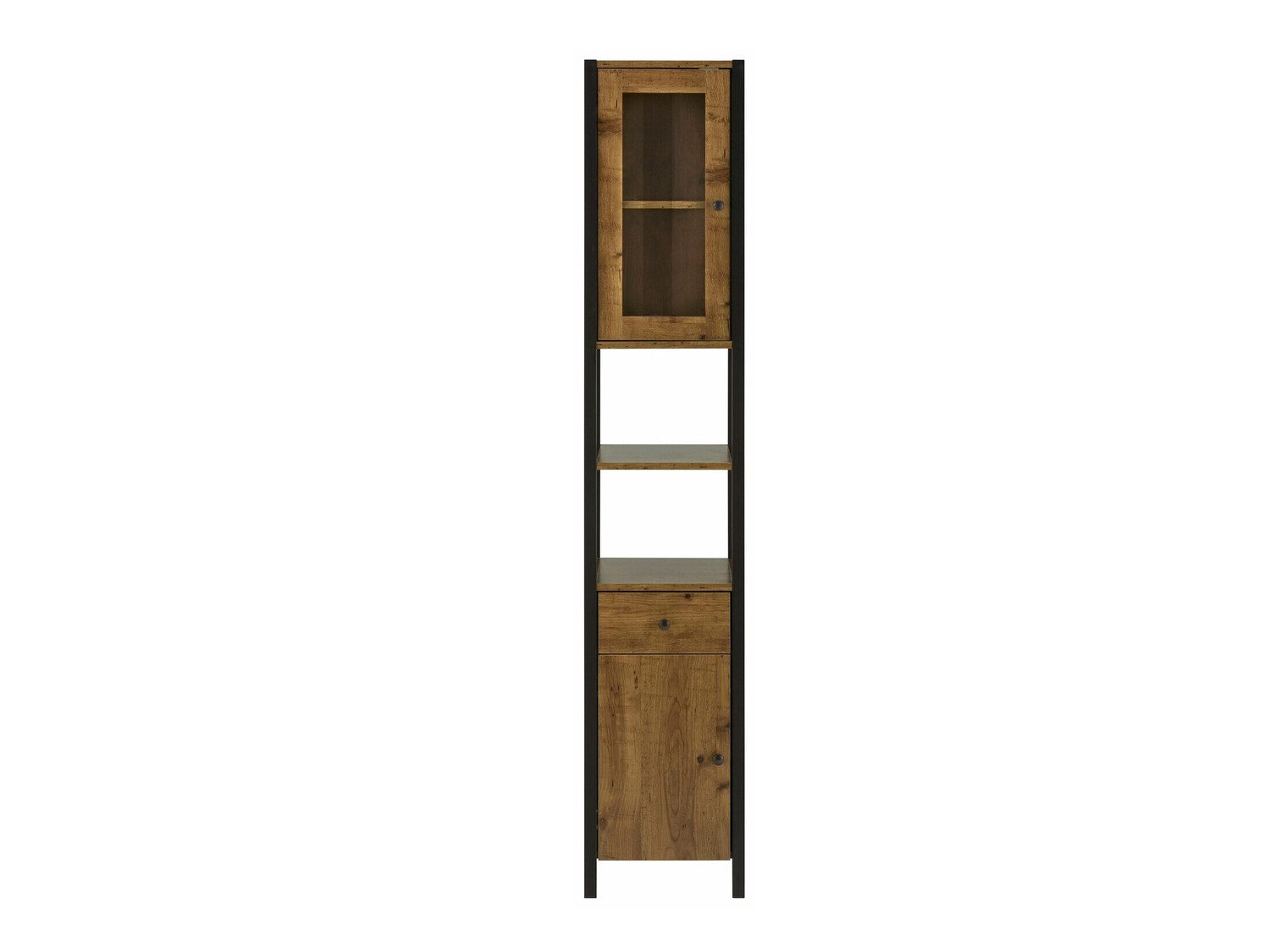 Standing bathroom cabinet Larnovo 110 (Dark oak + Black)