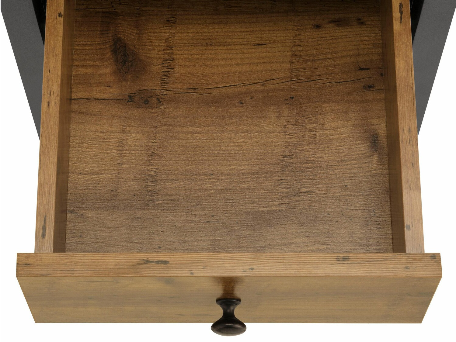 Standing bathroom cabinet Larnovo 110 (Dark oak + Black)