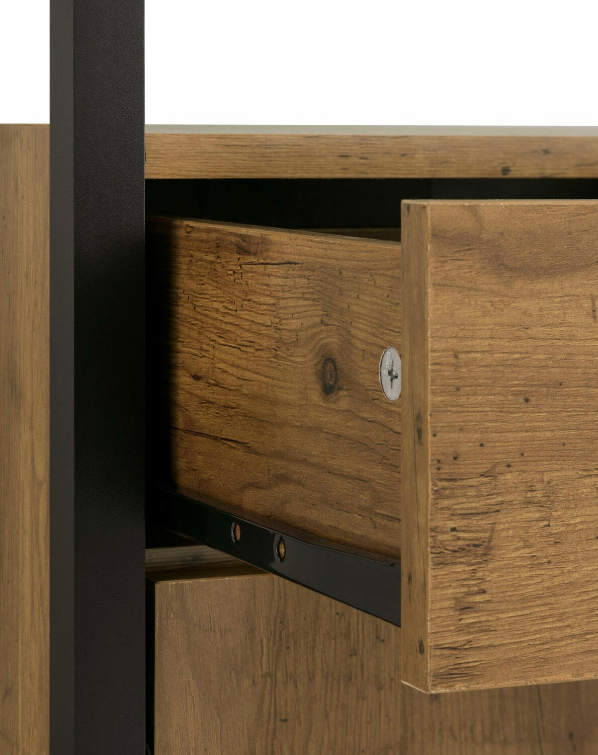 Standing bathroom cabinet Larnovo 110 (Dark oak + Black)