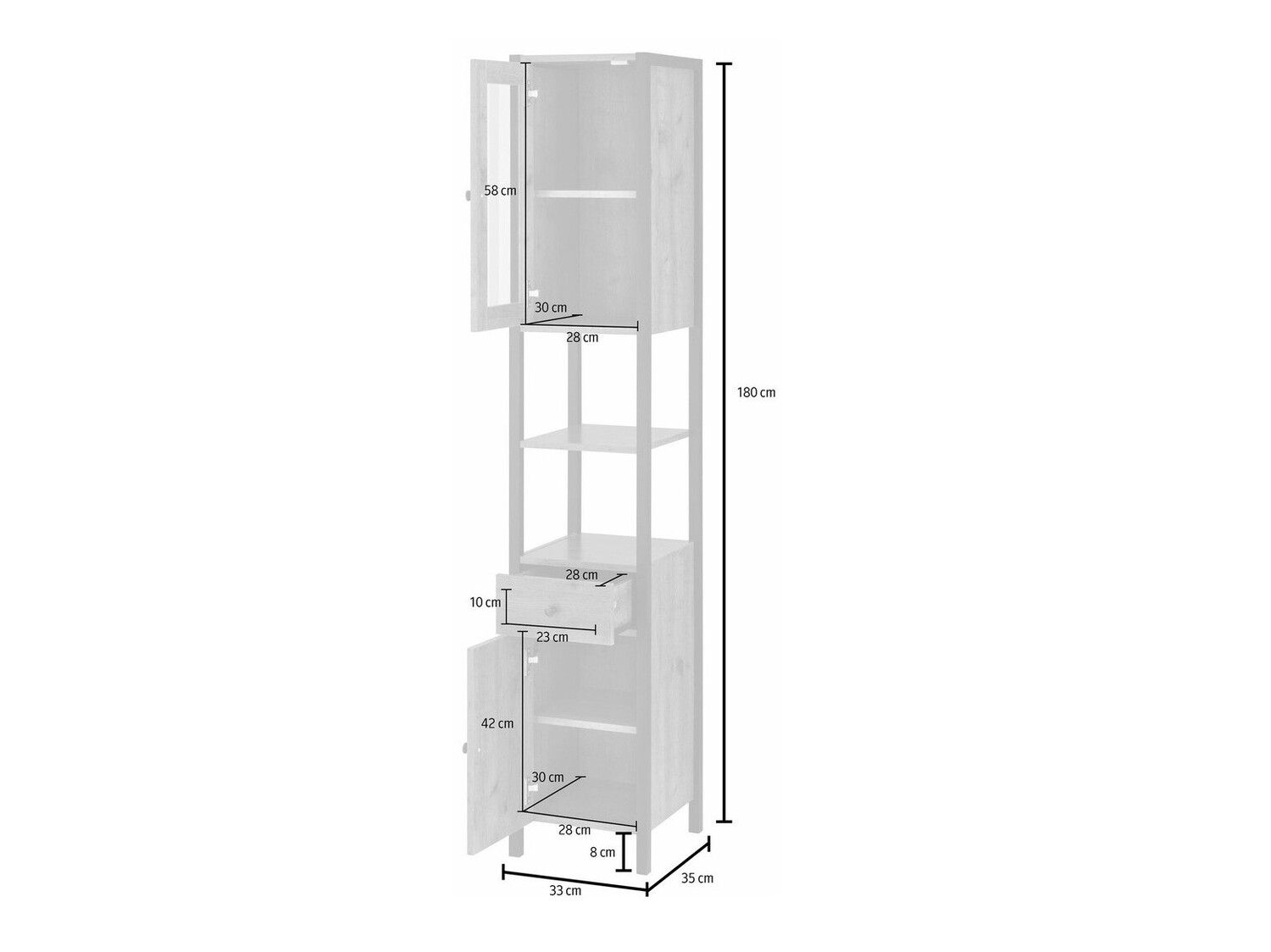 Standing bathroom cabinet Larnovo 110 (Dark oak + Black)
